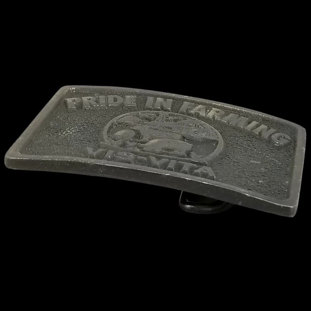 Pride in Farming VIS-Vita Belt Buckle Vintage Brass Farm‎ Animal Country Western